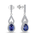 nejoir Dangle Earrings for Women, Silver Pear Cut CZ Birthstone Drop Earrings, Dainty Blue Earrings Sapphire Jewelry Gifts for Women