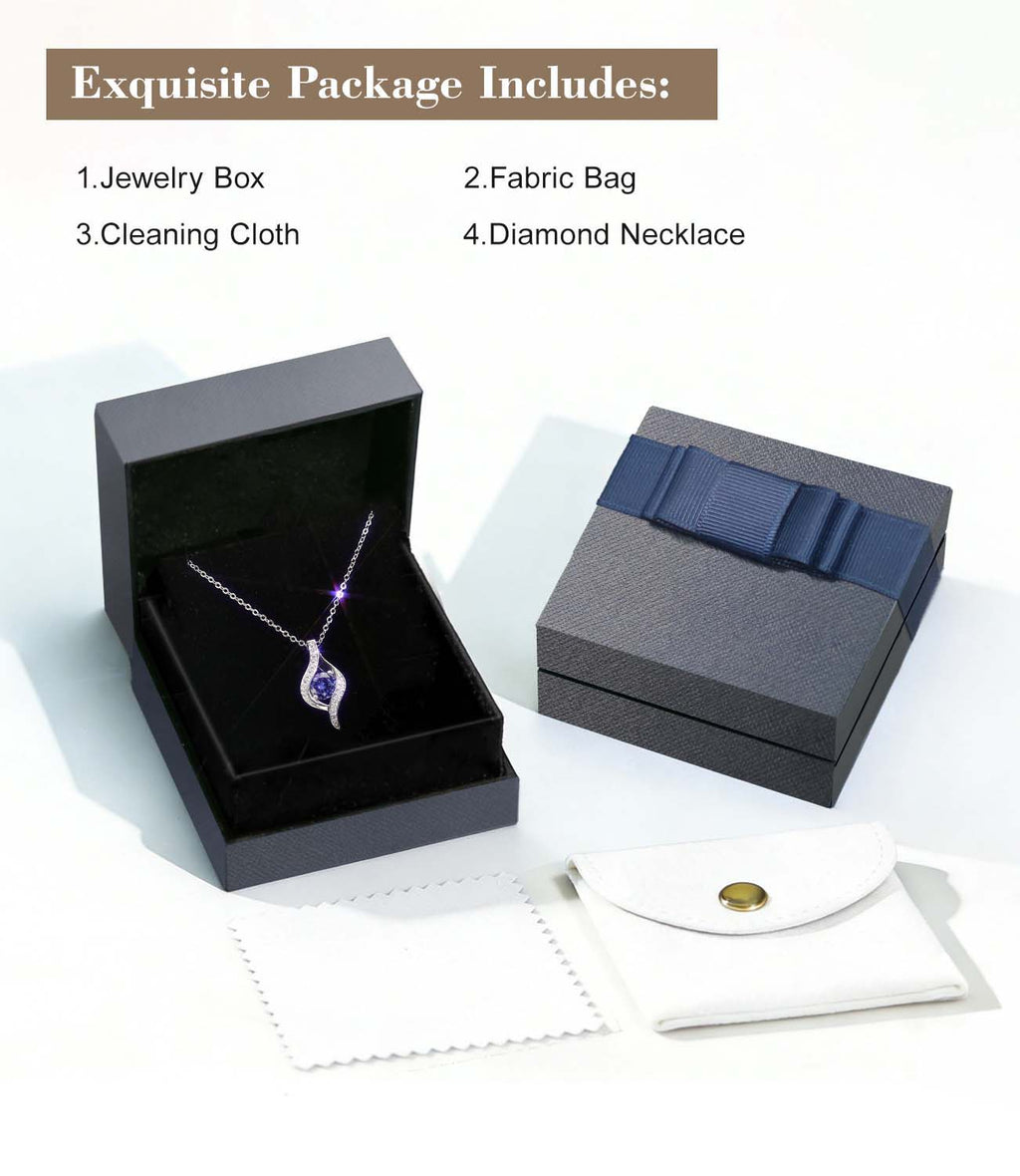 Birthstone Necklace for Women, Round Cubic Zirconia Silver Pendant Birthstone Jewelry for Women, Diamond Necklace Sliver Jewelry Gifts for Women