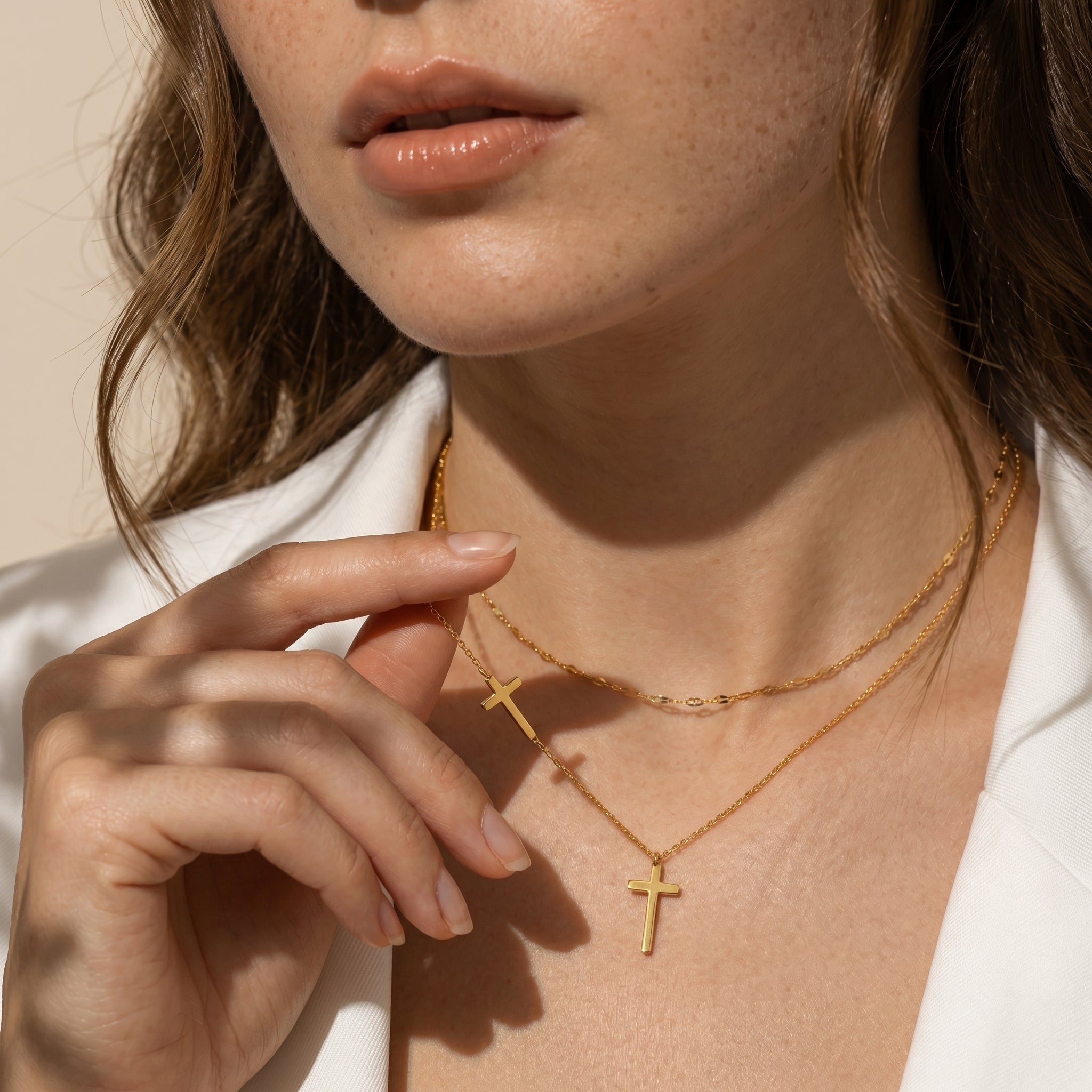 Cross Necklace for Women, 18K Gold Plated Layered Necklaces for Women, Simple Trendy Cross Pendant Religious Faith Gifts for Christians