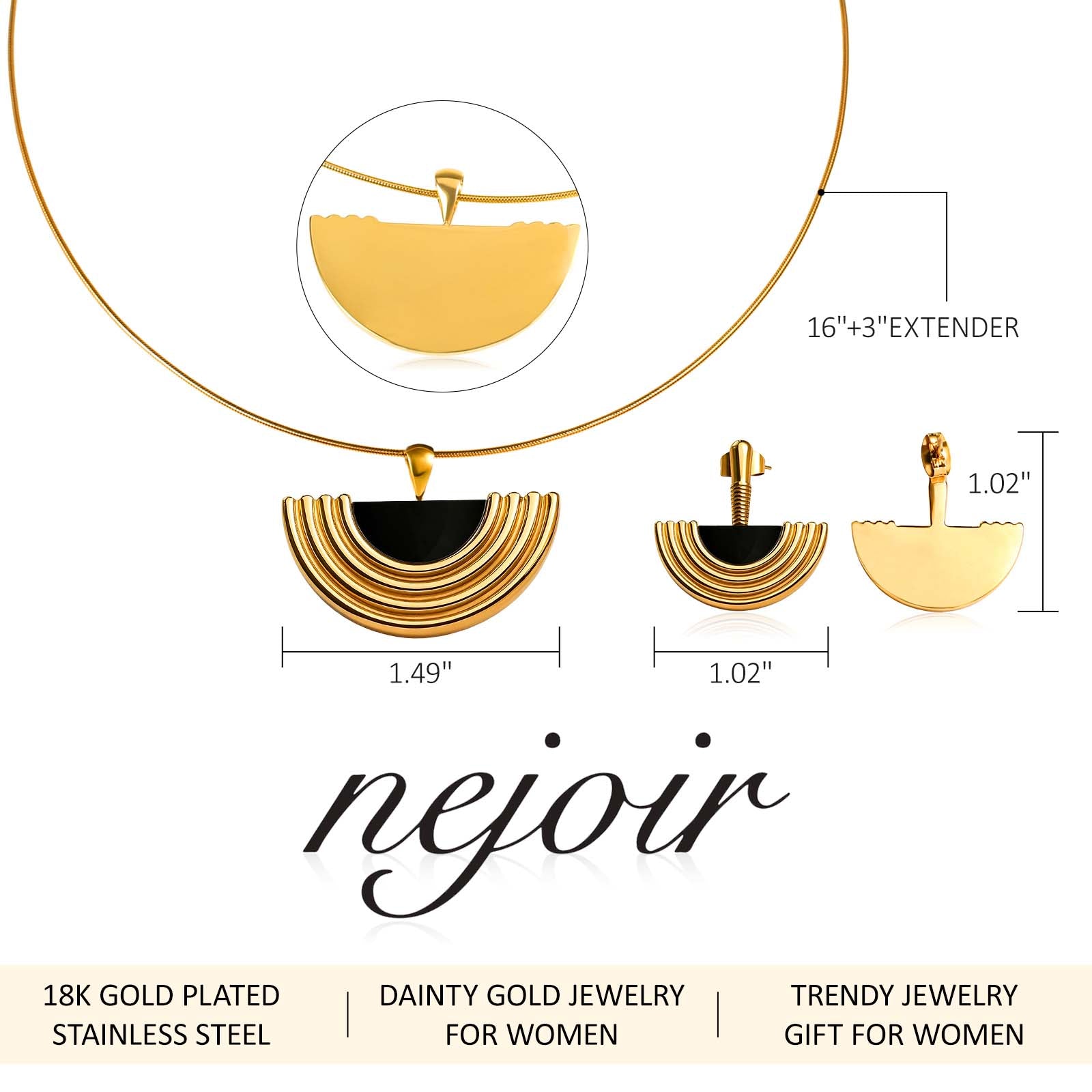 Gold Jewelry Set for Women, Dainty 18K Gold Plated Choker Necklace and Earring Set, Trendy Earrings and Necklace Set Jewelry Gift for Women