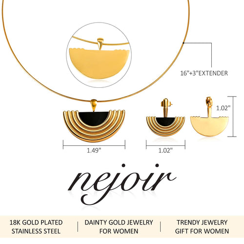 Gold Jewelry Set for Women, Dainty 18K Gold Plated Choker Necklace and Earring Set, Trendy Earrings and Necklace Set Jewelry Gift for Women