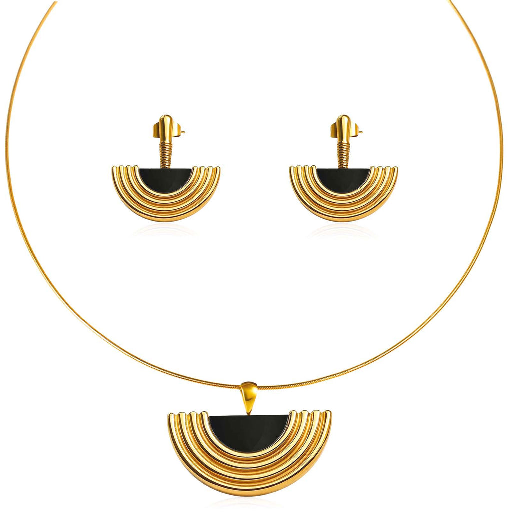 Gold Jewelry Set for Women, Dainty 18K Gold Plated Choker Necklace and Earring Set, Trendy Earrings and Necklace Set Jewelry Gift for Women