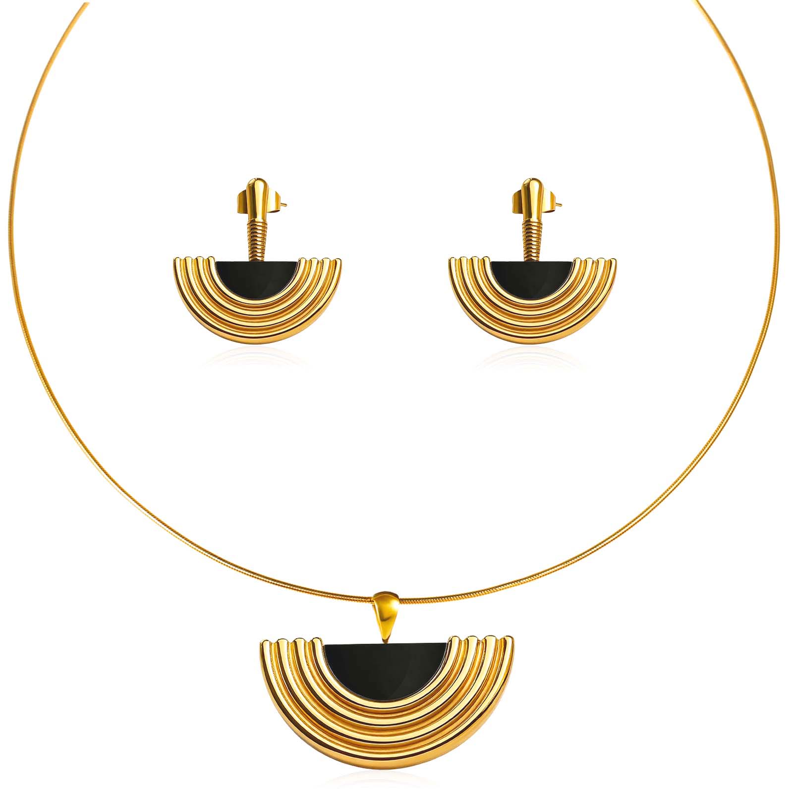 Gold Jewelry Set for Women, Dainty 18K Gold Plated Choker Necklace and Earring Set, Trendy Earrings and Necklace Set Jewelry Gift for Women