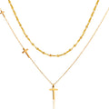 Cross Necklace for Women, 18K Gold Plated Layered Necklaces for Women, Simple Trendy Cross Pendant Religious Faith Gifts for Christians