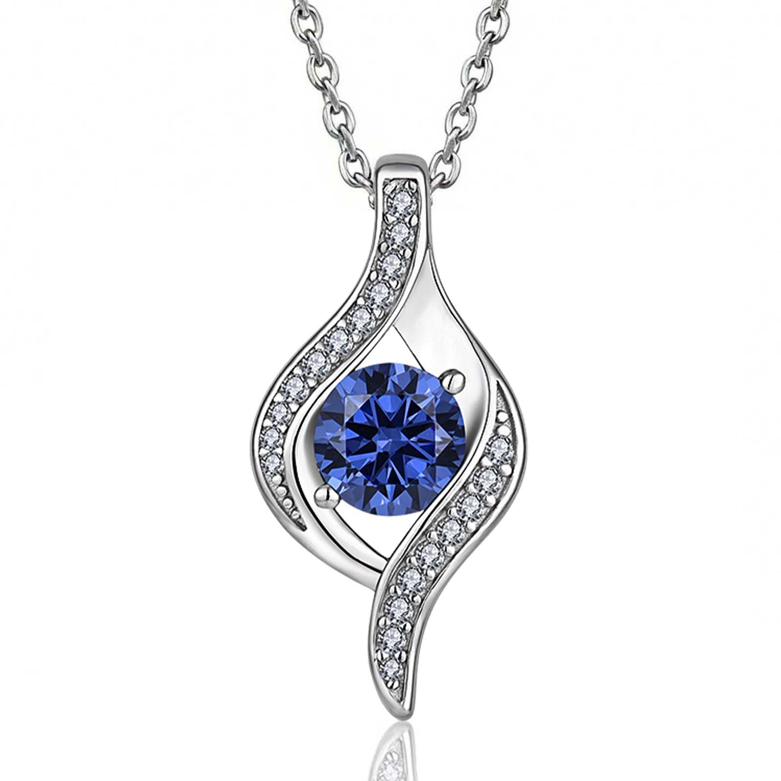 Birthstone Necklace for Women, Round Cubic Zirconia Silver Pendant Birthstone Jewelry for Women, Diamond Necklace Sliver Jewelry Gifts for Women